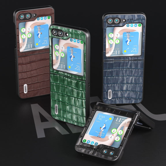 For Samsung Galaxy Z Flip5 ABEEL Crocodile Texture Genuine Leather Phone Case(Blue)