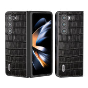 For Samsung Galaxy Z Fold5 ABEEL Crocodile Texture Genuine Leather Phone Case(Black)