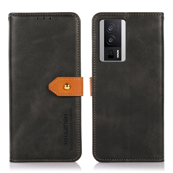 For Xiaomi Poco F5 Pro KHAZNEH Cowhide Texture Flip Leather Phone Case(Black)