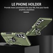 For Samsung Galaxy S23 5G Ring Holder Armor Hybrid Phone Case(Green)