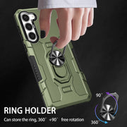 For Samsung Galaxy S23 5G Ring Holder Armor Hybrid Phone Case(Green)