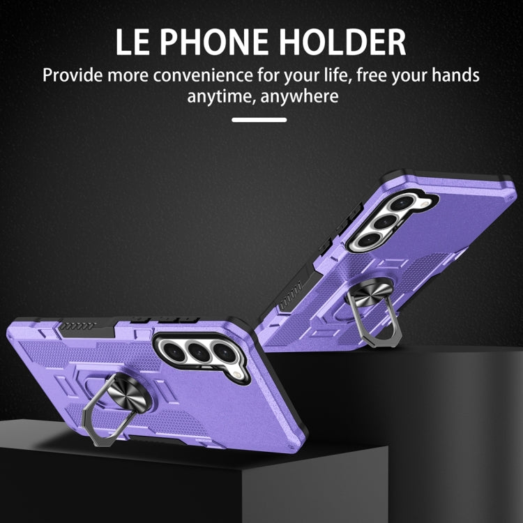For Samsung Galaxy S23 5G Ring Holder Armor Hybrid Phone Case(Purple)