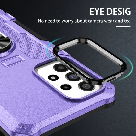 For Samsung Galaxy S23 5G Ring Holder Armor Hybrid Phone Case(Purple)