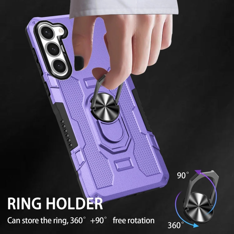 For Samsung Galaxy S23 5G Ring Holder Armor Hybrid Phone Case(Purple)