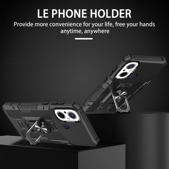 For Xiaomi Redmi 12C 4G Ring Holder Armor Hybrid Phone Case(Black)