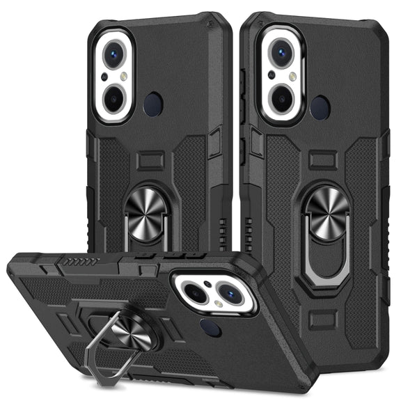 For Xiaomi Redmi 12C 4G Ring Holder Armor Hybrid Phone Case(Black)