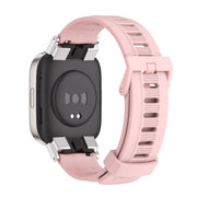 For Redmi Watch 3 Mijobs Flat Hole Breathable TPU Watch Band(Pink+Silver)