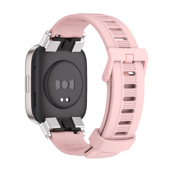 For Redmi Watch 3 Mijobs Flat Hole Breathable TPU Watch Band(Pink+Silver)