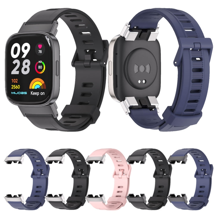 For Redmi Watch 3 Mijobs Flat Hole Breathable TPU Watch Band(Pink+Silver)