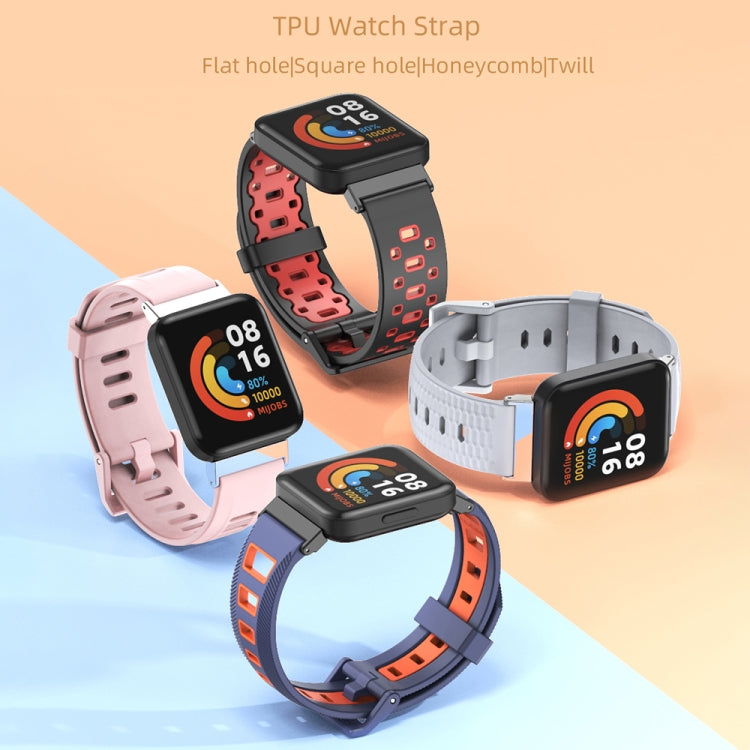 For Redmi Watch 3 Mijobs Flat Hole Breathable TPU Watch Band(Pink+Silver)