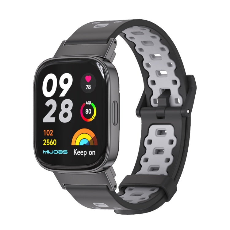 For Redmi Watch 3 Mijobs Square Hole Breathable TPU Watch Band(Black Grey)