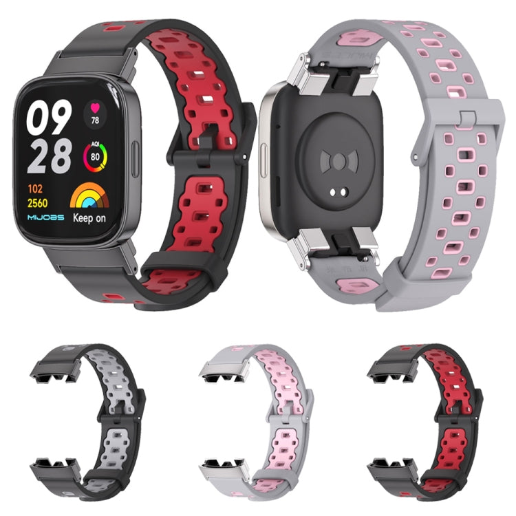 For Redmi Watch 3 Mijobs Square Hole Breathable TPU Watch Band(Black Grey)