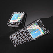 For Samsung Galaxy Z Flip5 ABEEL Black Edge Leopard Phone Case(Silver)