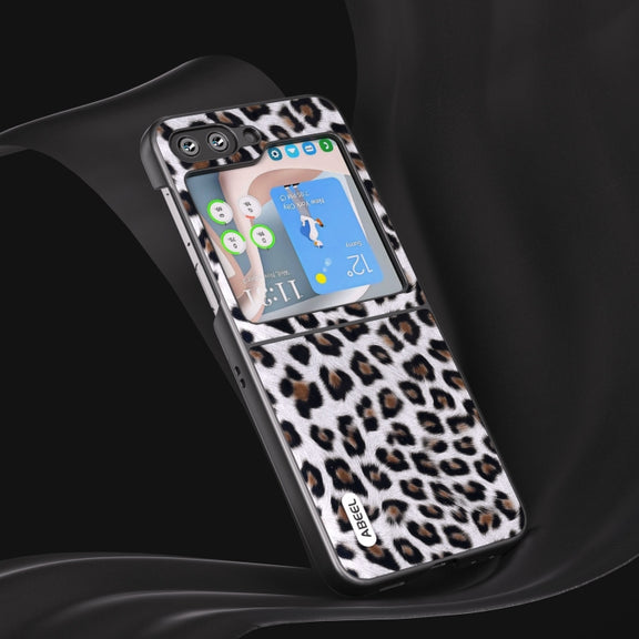 For Samsung Galaxy Z Flip5 ABEEL Black Edge Leopard Phone Case(Silver)