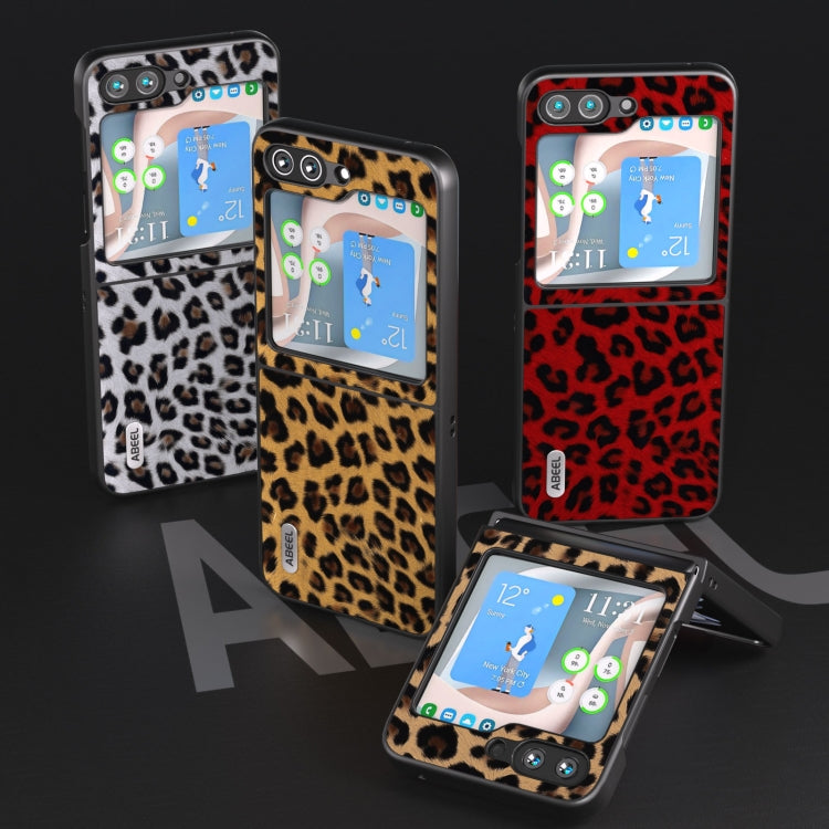 For Samsung Galaxy Z Flip5 ABEEL Black Edge Leopard Phone Case(Silver)