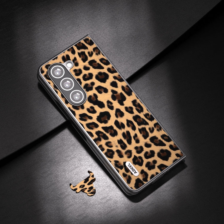 For Samsung Galaxy Z Fold5 ABEEL Black Edge Leopard Phone Case(Champagne Gold)