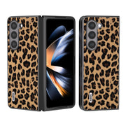For Samsung Galaxy Z Fold5 ABEEL Black Edge Leopard Phone Case(Champagne Gold)