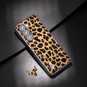 For Samsung Galaxy Z Fold5 ABEEL Black Edge Leopard Phone Case(Champagne Gold)