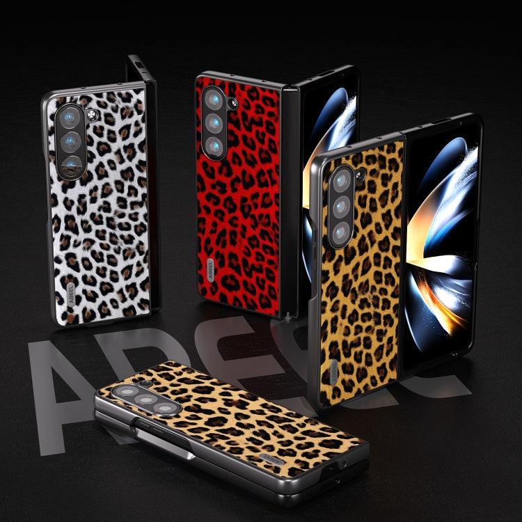 For Samsung Galaxy Z Fold5 ABEEL Black Edge Leopard Phone Case(Champagne Gold)