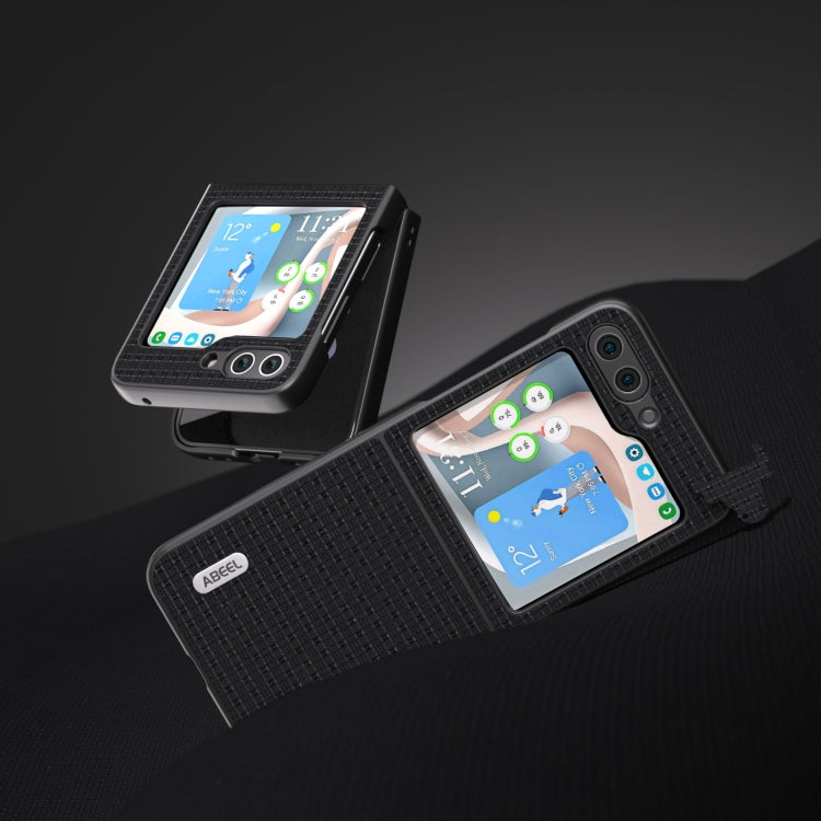For Samsung Galaxy Z Flip5 ABEEL Genuine Leather Luxury Series Phone Case(Black)