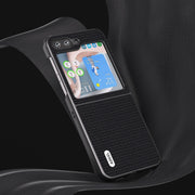 For Samsung Galaxy Z Flip5 ABEEL Genuine Leather Luxury Series Phone Case(Black)