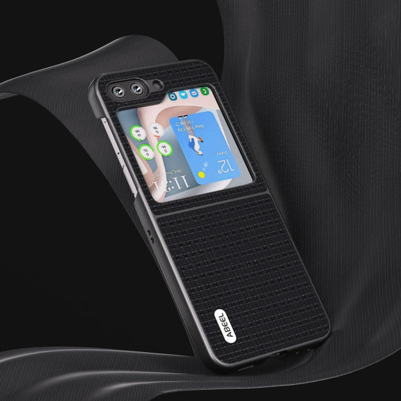 For Samsung Galaxy Z Flip5 ABEEL Genuine Leather Luxury Series Phone Case(Black)
