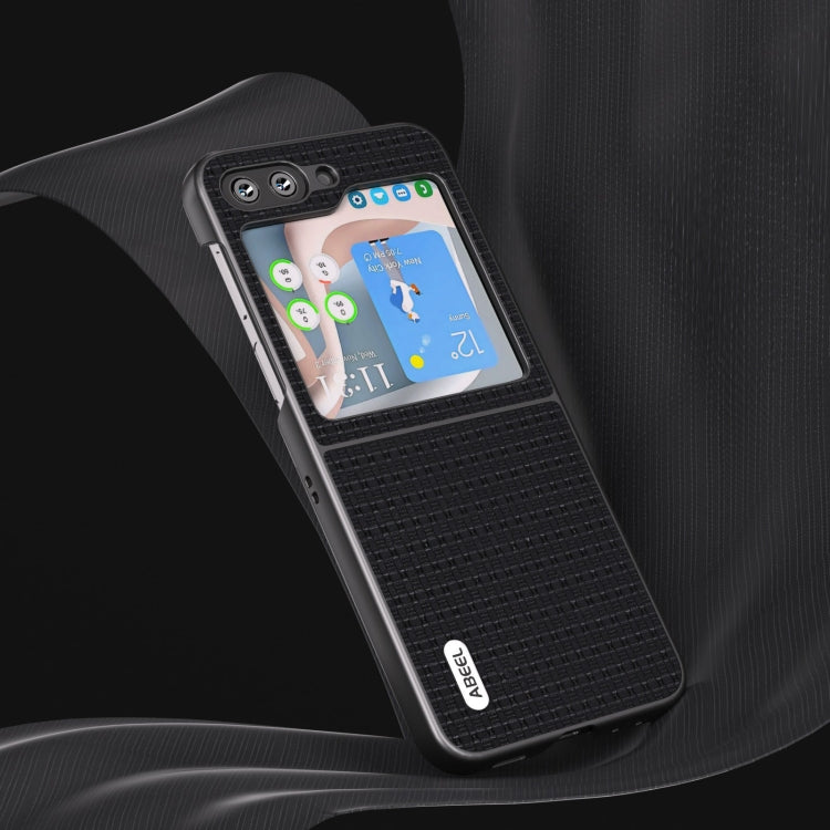 For Samsung Galaxy Z Flip5 ABEEL Genuine Leather Luxury Series Phone Case(Black)