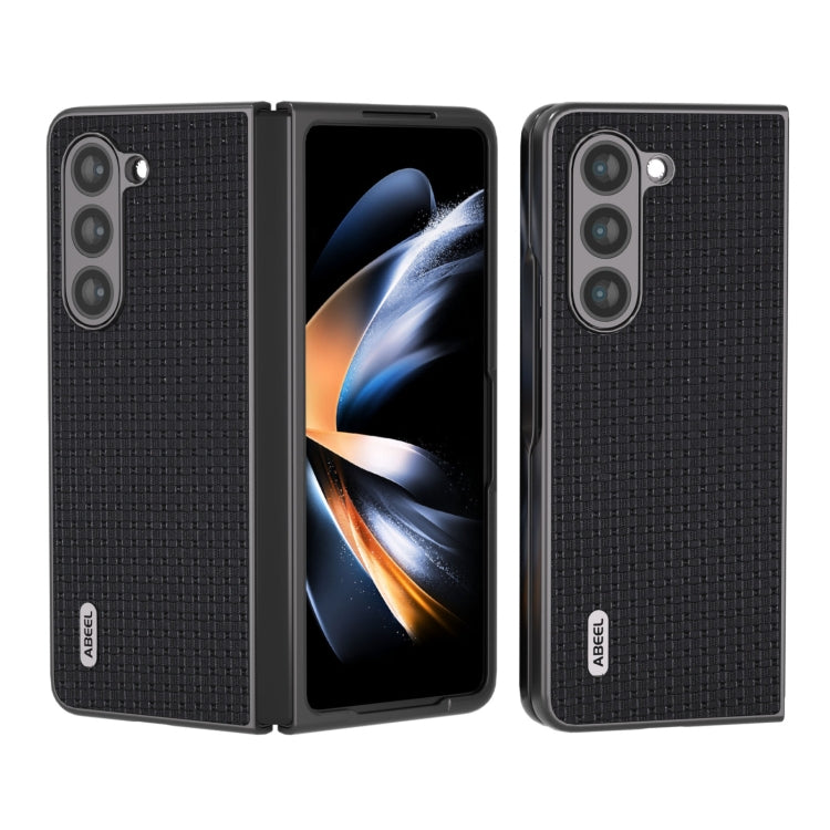 For Samsung Galaxy Z Fold5 ABEEL Genuine Leather Luxury Series Phone Case(Black)