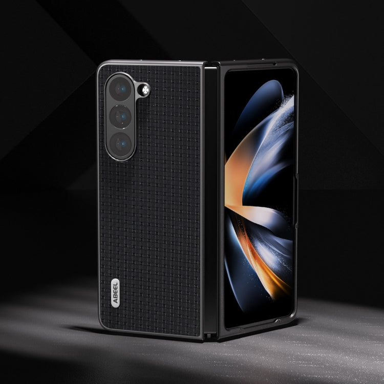 For Samsung Galaxy Z Fold5 ABEEL Genuine Leather Luxury Series Phone Case(Black)