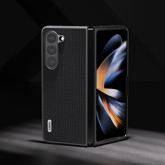 For Samsung Galaxy Z Fold5 ABEEL Genuine Leather Luxury Series Phone Case(Black)