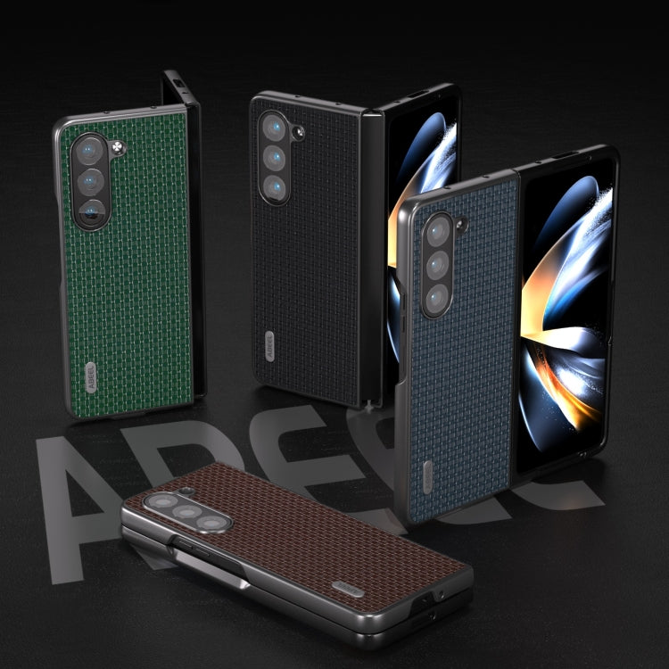 For Samsung Galaxy Z Fold5 ABEEL Genuine Leather Luxury Series Phone Case(Black)