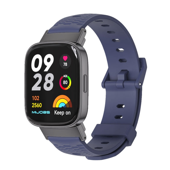 For Redmi Watch 3 Mijobs Honeycomb Texture TPU Watch Band(Midnight Blue Black)