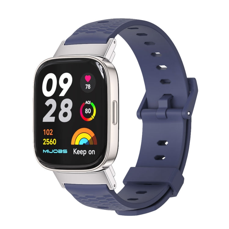 For Redmi Watch 3 Mijobs Honeycomb Texture TPU Watch Band(Midnight Blue Silver)
