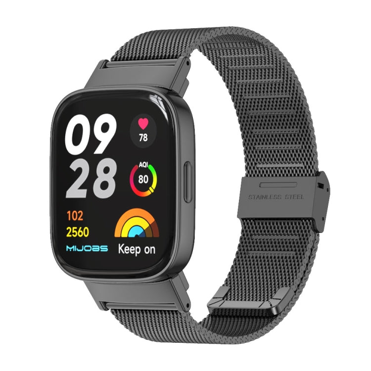 For Redmi Watch 3 Mijobs Milan Buckle Metal Watch Band(Black)
