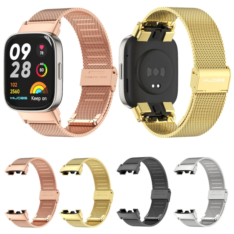 For Redmi Watch 3 Mijobs Milan Buckle Metal Watch Band(Rose Gold)