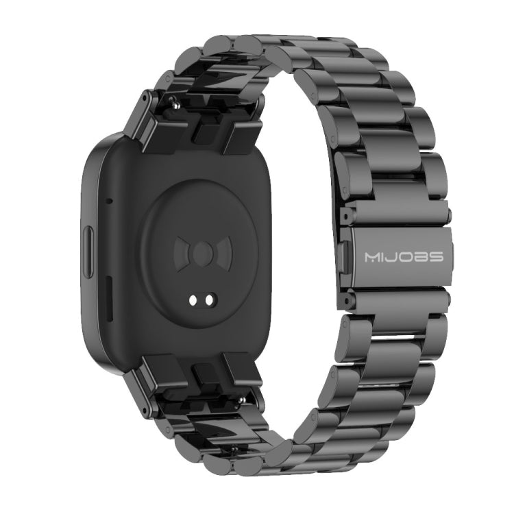 For Redmi Watch 3 Mijobs Three-Bead Metal Stainless Steel Watch Band(Black)