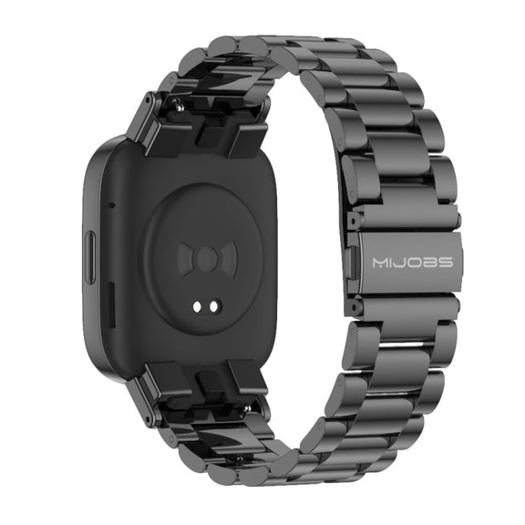 For Redmi Watch 3 Mijobs Three-Bead Metal Stainless Steel Watch Band(Black)