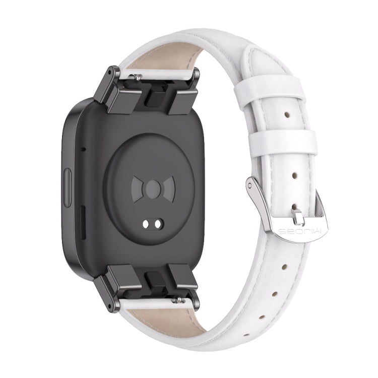 For Redmi Watch 3 Mijobs Genuine Leather Slim Watch Band(White Black)