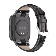 For Redmi Watch 3 Mijobs Genuine Leather Slim Watch Band(Black)