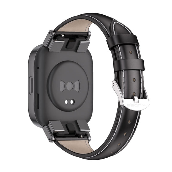 For Redmi Watch 3 Mijobs Genuine Leather Slim Watch Band(Black)