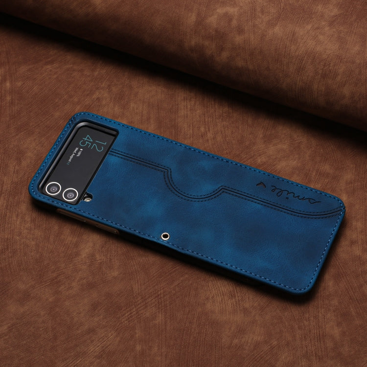 For Samsung Galaxy Z Flip4 5G Heart Pattern Skin Feel Leather Phone Case(Royal Blue)