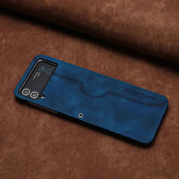 For Samsung Galaxy Z Flip4 5G Heart Pattern Skin Feel Leather Phone Case(Royal Blue)