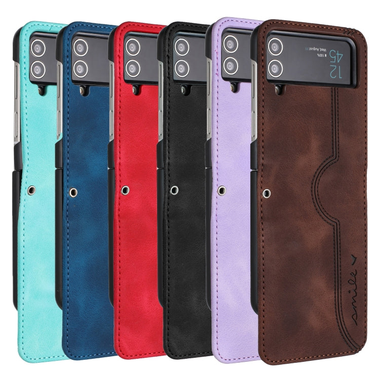 For Samsung Galaxy Z Flip4 5G Heart Pattern Skin Feel Leather Phone Case(Royal Blue)