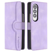 For Samsung Galaxy Z Fold4 5G Heart Pattern Skin Feel Leather Phone Case(Purple)