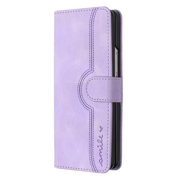 For Samsung Galaxy Z Fold4 5G Heart Pattern Skin Feel Leather Phone Case(Purple)