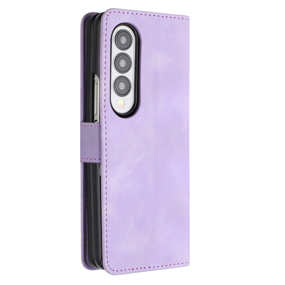 For Samsung Galaxy Z Fold4 5G Heart Pattern Skin Feel Leather Phone Case(Purple)