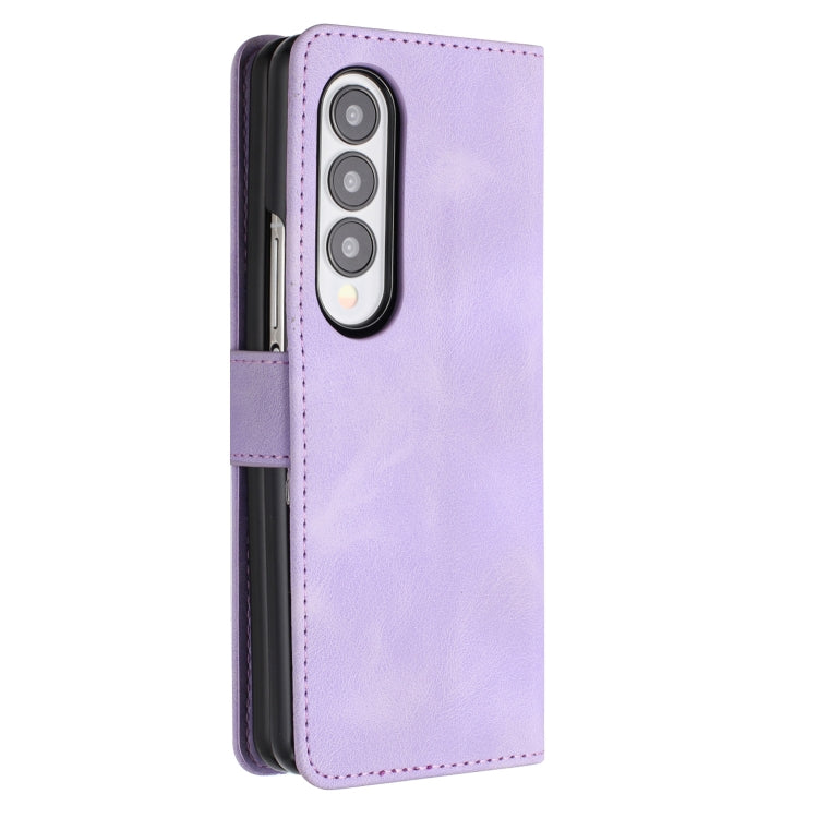 For Samsung Galaxy Z Fold4 5G Heart Pattern Skin Feel Leather Phone Case(Purple)