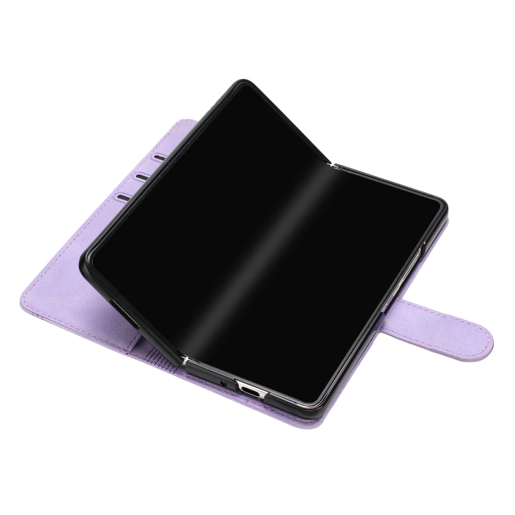 For Samsung Galaxy Z Fold4 5G Heart Pattern Skin Feel Leather Phone Case(Purple)
