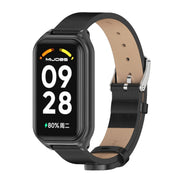 For Xiaomi Smart Band 8 Active / Redmi Band 2 Mijobs Metal Shell Microfiber PU Leather Watch Band(Black)