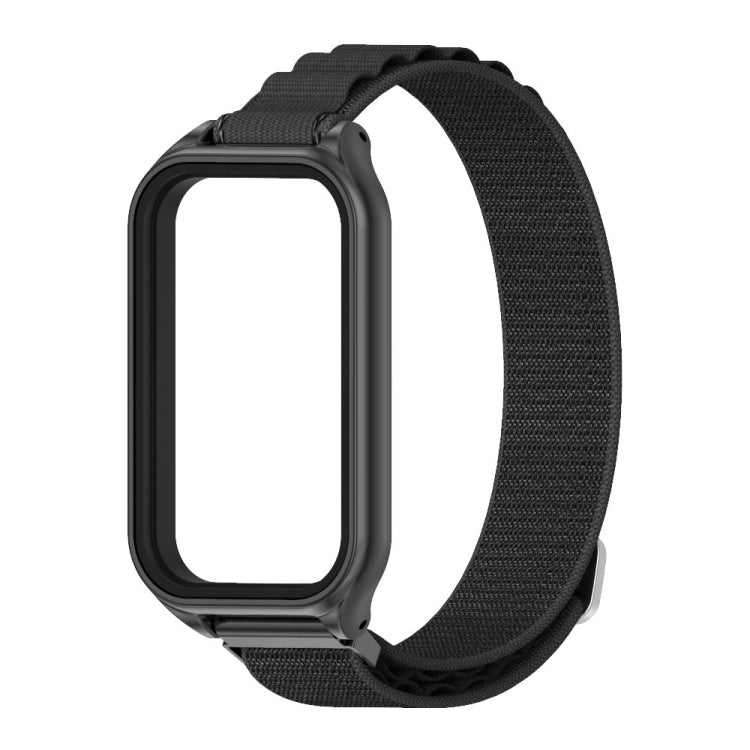 For Xiaomi Smart Band 8 Active / Redmi Band 2 Mijobs Metal Shell Nylon Breathable Watch Band(Black)